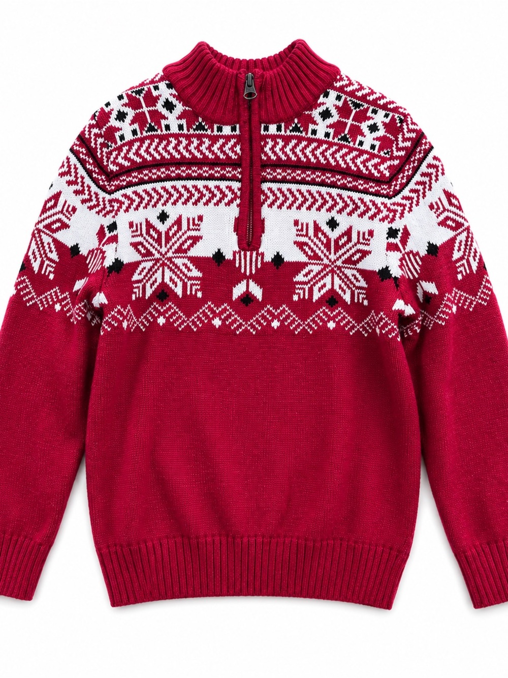 Hanna Andersson Red Nordic Half-Zip Sweater